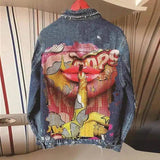 LOVEMI - Lovemi - Color Finger Print Fashion Denim Jacket Jacket