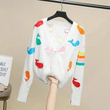 LOVEMI - Lovemi - Color Little Whale Jacquard Jacket Women's College