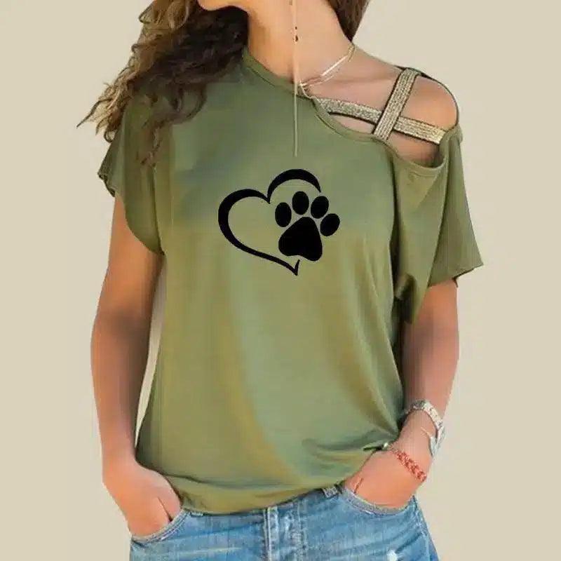 LOVEMI - Lovemi - Cross-shoulder cross short-sleeved T-shirt