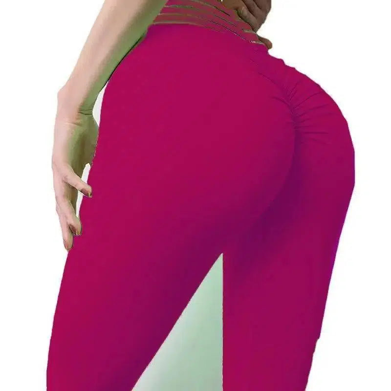 LOVEMI - Lovemi - Elastic High Waist Hip Yoga Pants with Rubber Band