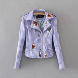 LOVEMI - Lovemi - Embroidered rivet stitching coat motorcycle jacket