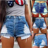 Europe and America hole hole pocket denim hot pants shorts-2