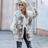 Women's Hooded Fuzzy Cardigan Sweater-Grey-2