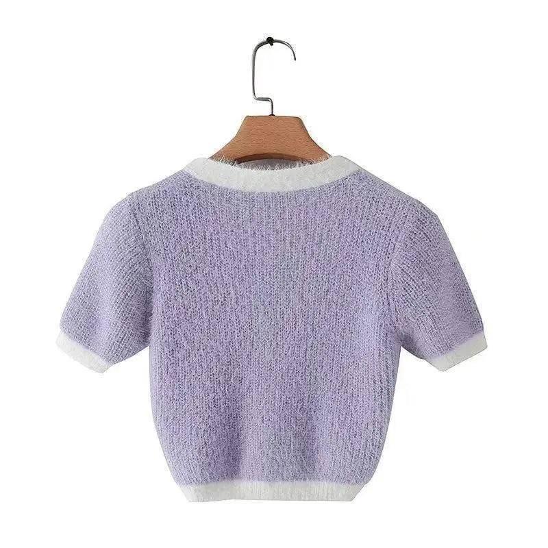 Short Sleeve Knit Sweater for Women-1