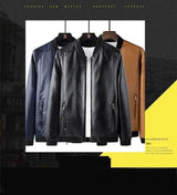 Fashion Trend Stand Collar Long Sleeve Leather Jacket-1