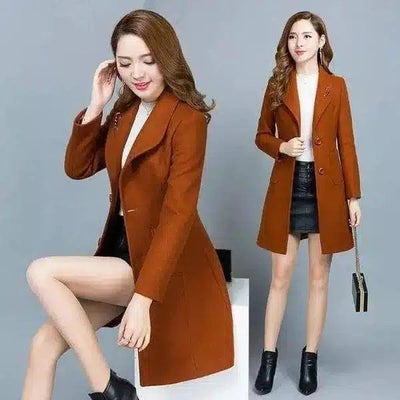 Fashionable woolen coat-Caramel-1