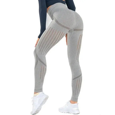 High waist yoga pants women's knit-Light grey-5