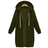 Hooded long-sleeved winter sweater women's jacket in a long-Army Green-3