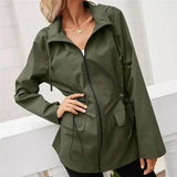 LOVEMI - Lovemi - Hooded Waist Rainproof Raincoat With Zipper