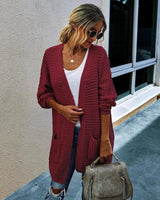 LOVEMI - Lovemi - Knit long cardigan contrast color coat