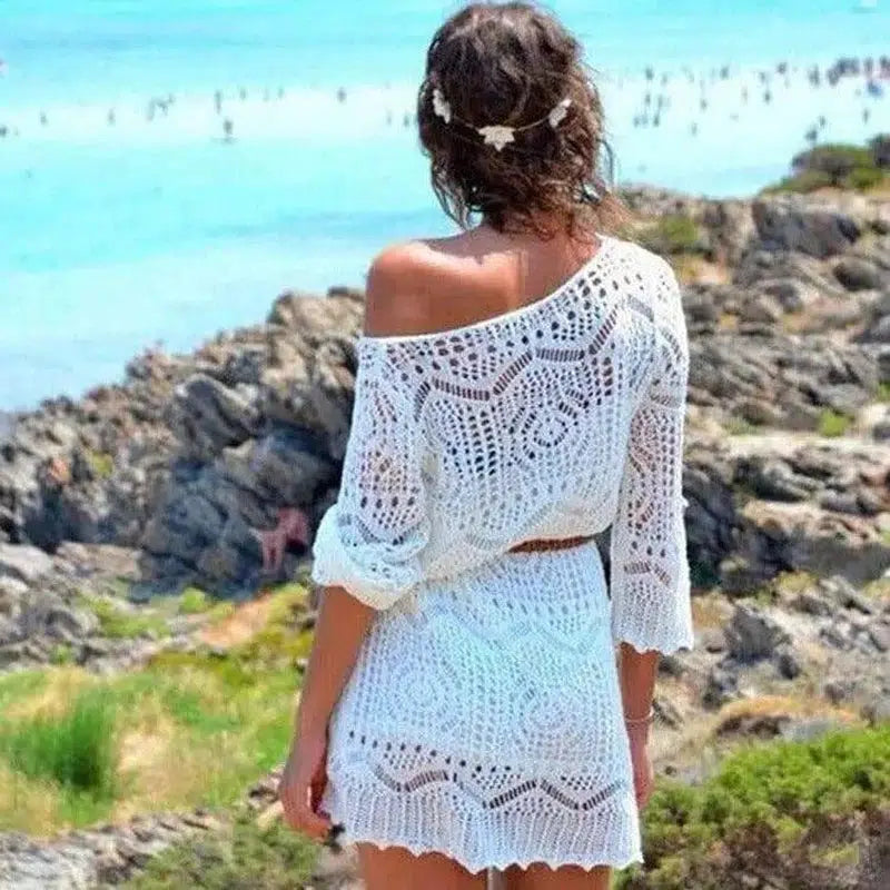 Knitted Hollow-out Beach Dress-1