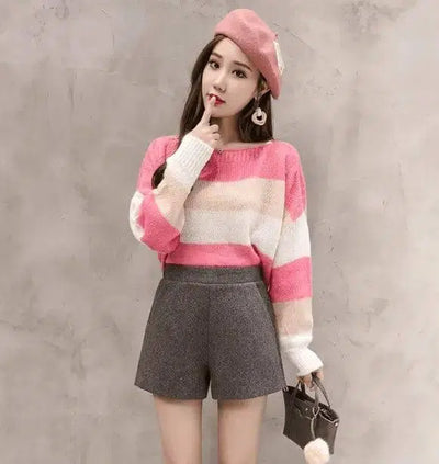 Korean version of high waist woolen shorts autumn and winter-6