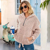 LOVEMI - Lovemi - Loose Plush Pullover Socket Solid Color Sweater