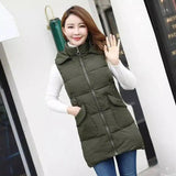 Mid-length down cotton vest-Green-3