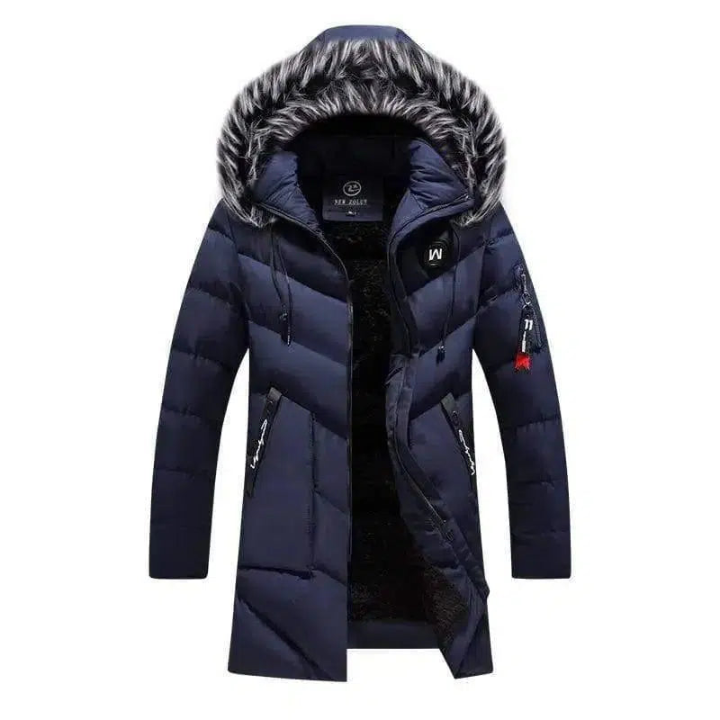 Mid-length plus cashmere padded jacket-Dark blue-1