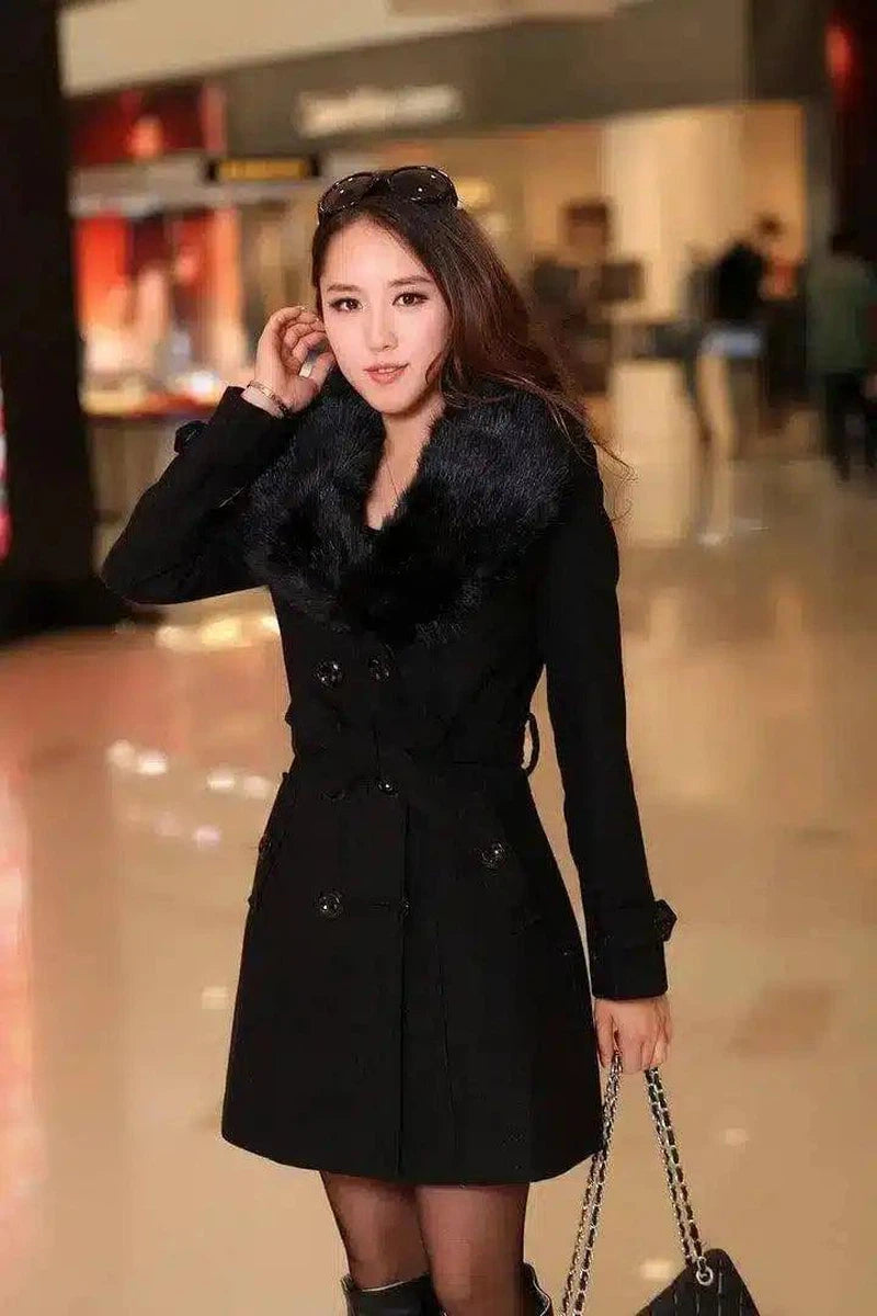 LOVEMI - Lovemi - Mid-length Winter Coat With Woolen Collar And