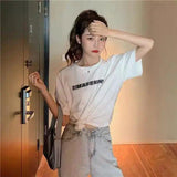 LOVEMI - Lovemi - Navel loose short sleeve T-shirt