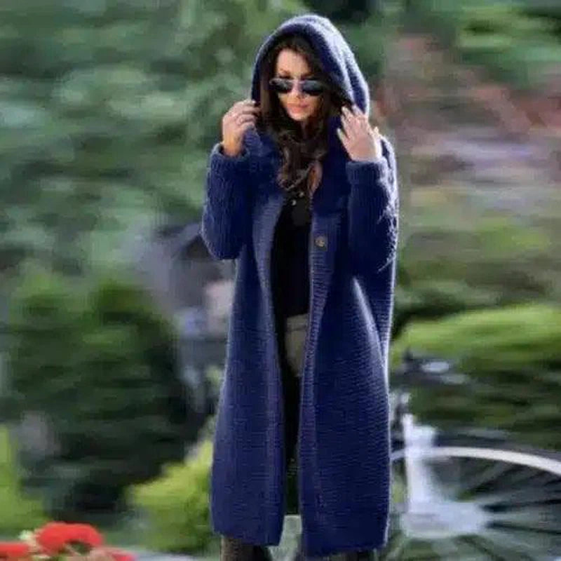 NEW Women's Baggy Cardigan Coat Tops Ladies Chunky Knitted-Blue-2