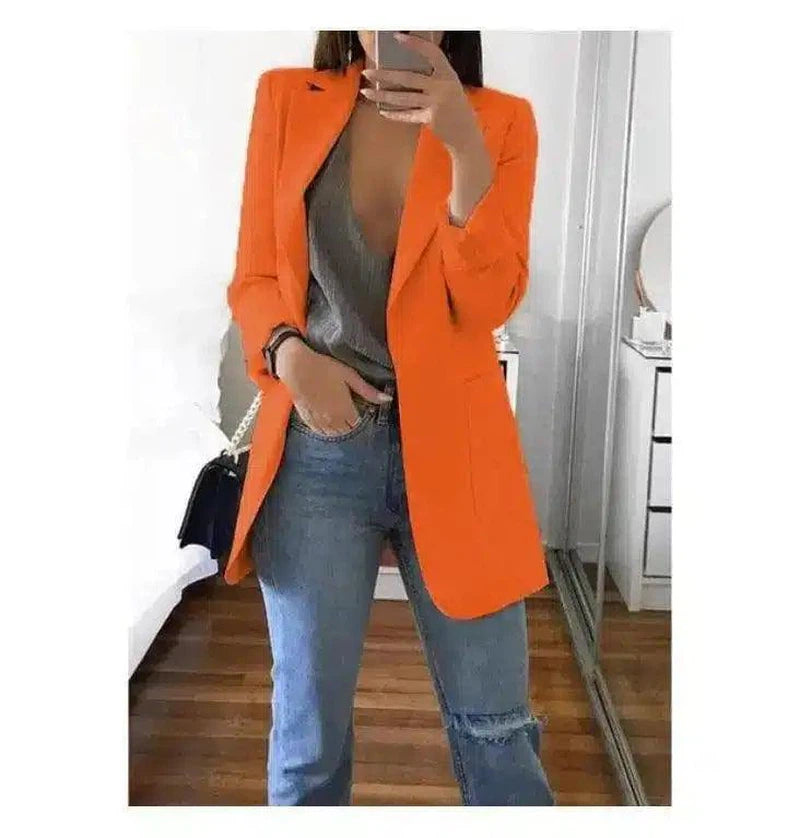 LOVEMI - Lovemi - Office Lady Blazer Coats Lapel Long Sleeve Solid