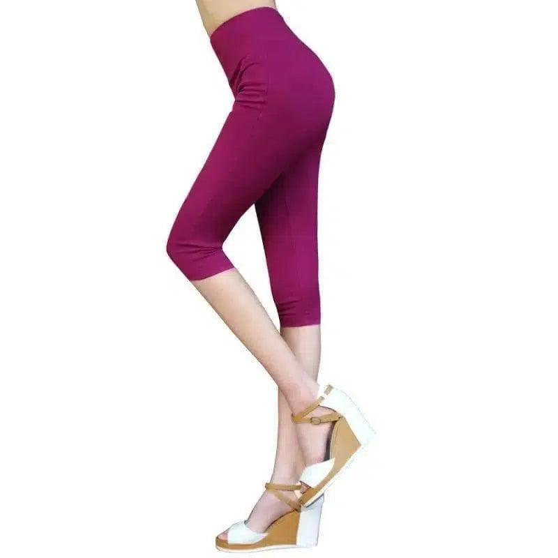 Plus Fat Plus Size Candy Color Cropped Slim-leg Pants-Dark Purple-9