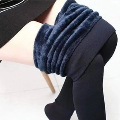 Plus velvet pearl velvet warm leggings-Navy Blue-4