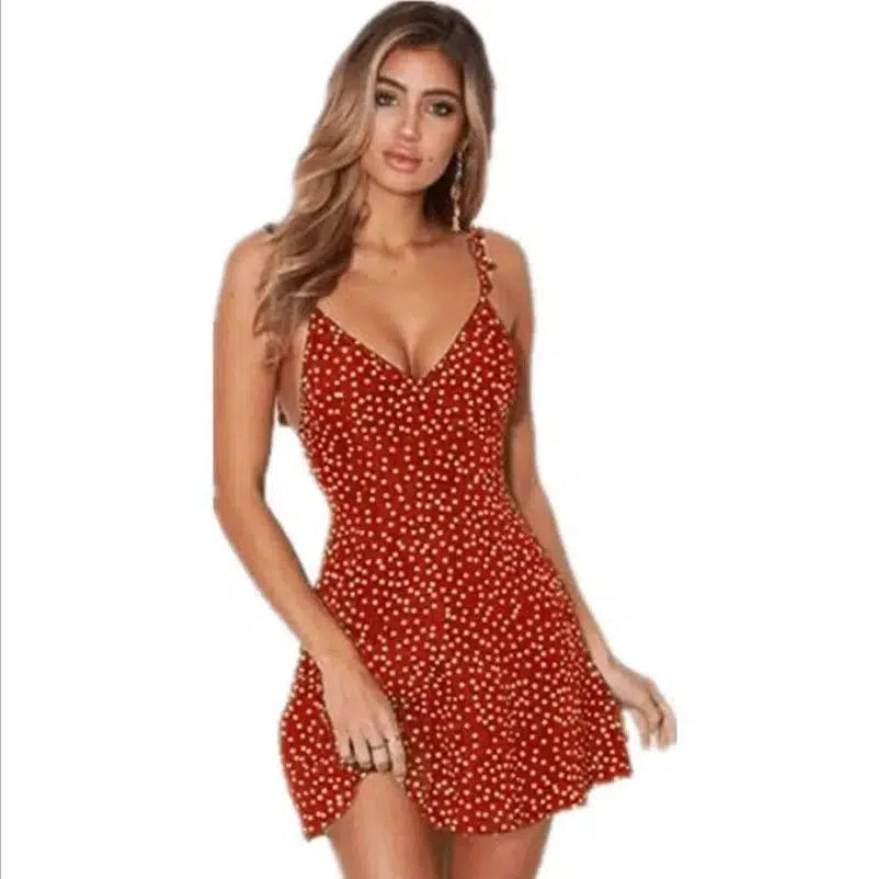 LOVEMI - Lovemi - Polka-dot lace-up fashion dress