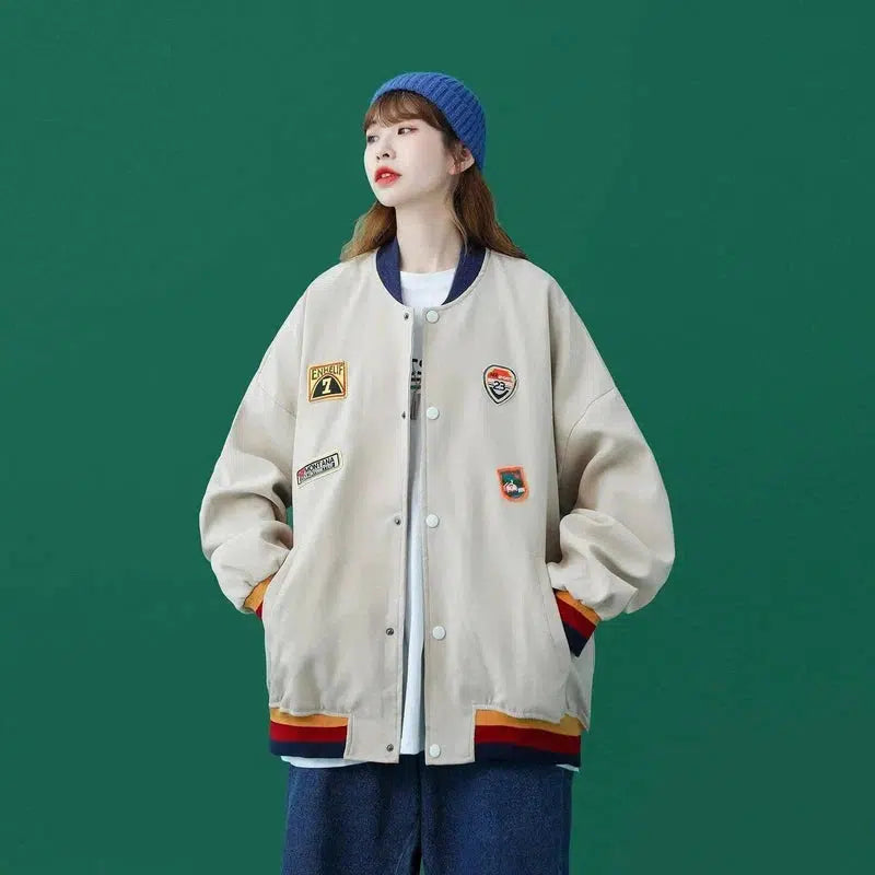 LOVEMI - Lovemi - Retro Hong Kong Style Baseball Uniform Women Loose