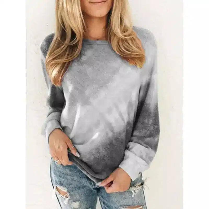 LOVEMI - Lovemi - Round Neck Long Sleeve Casual T-Shirt