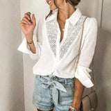 Lace Detail Women's Casual Blouse-1