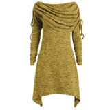 Women's Long Sleeve Asymmetrical Dress-Yellow-1