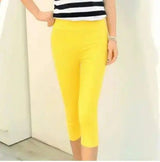 Summer new candy color cropped pants elastic tight short-Yellow-7