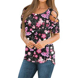 Cold Shoulder Floral Women's Casual Top-Photo Color-2