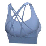 Women's Crisscross Sports Bra Top-Blue-1