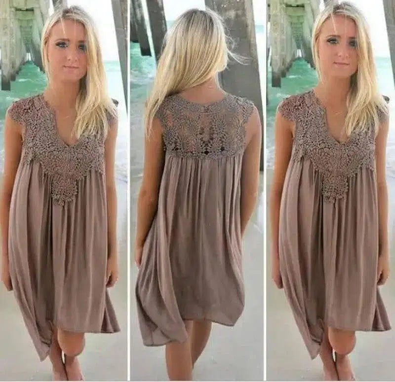 Upgrade Your Look with Our Chiffon Sleeve Dress -Brown-54