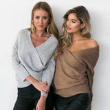 Womens Off-Shoulder Knit Sweaters-1