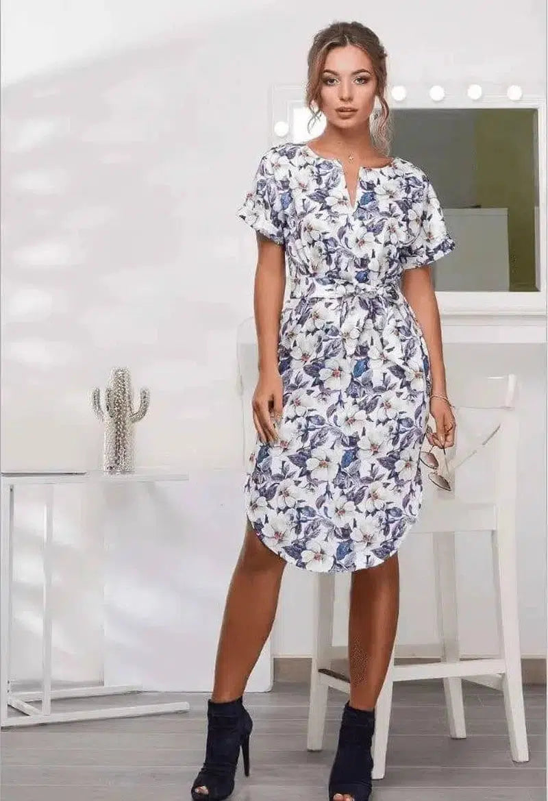 V-Neck Printed Dress-16