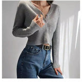 LOVEMI - Lovemi - Waist Cropped Sweater Coat Top