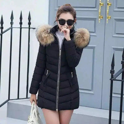 Winter jacket women fashion slim long cotton-padded Hooded-1