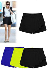 Women's Casual Shorts - Mid-Waist Slim Ruffled Skirt.-3