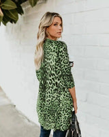 Leopard Print Cardigan for Women-Green-3