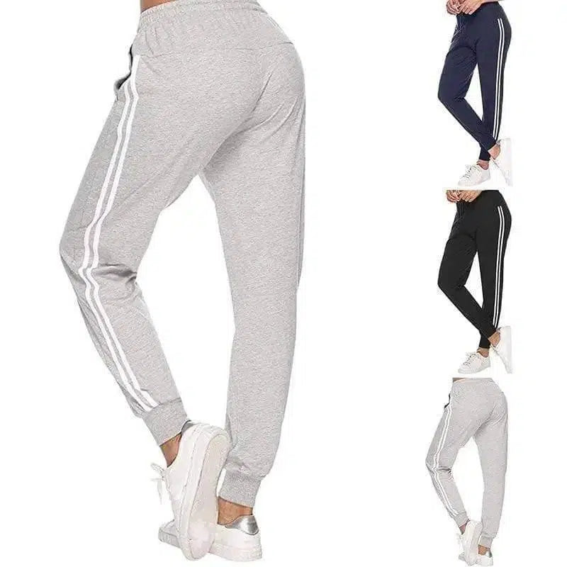 LOVEMI - Lovemi - Women's White-Trimmed Two-Bar Sports Leggings