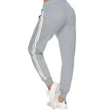 Women's White-Trimmed Two-Bar Sports Leggings-Grey-3