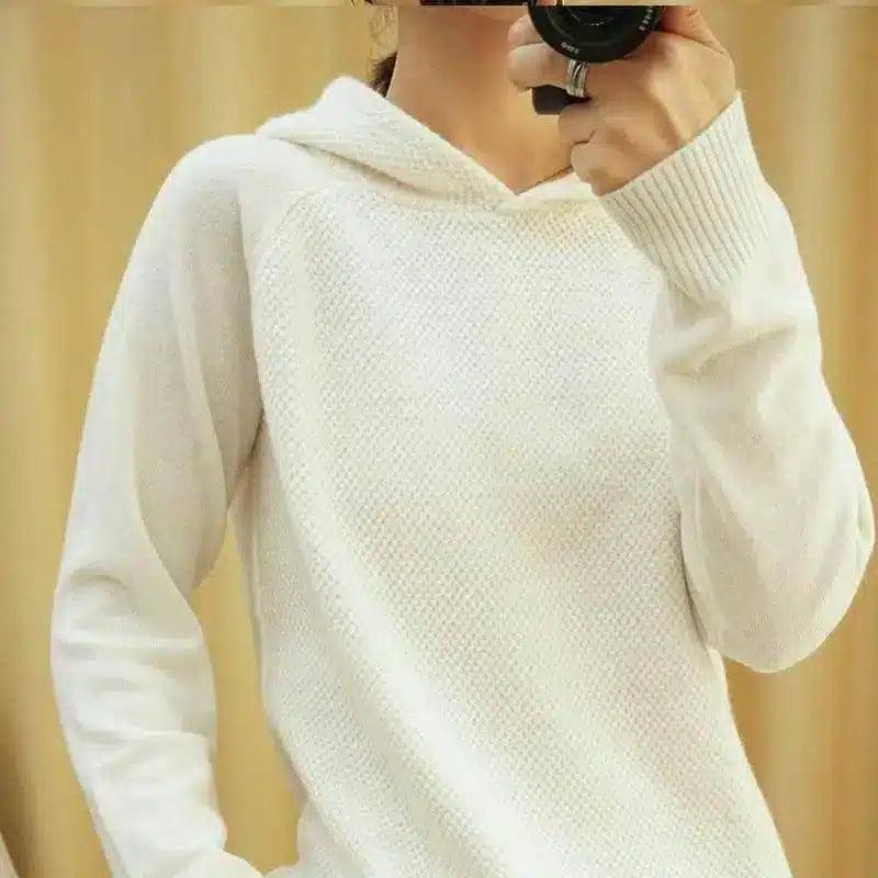 LOVEMI - Lovemi - Wool Sweater Women's Hooded Pullover Long-sleeved