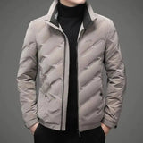 Youth down jacket short padded lapels keep warm trend-Khaki-1