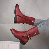 Low Heel Belt Buckle Fashion Martin Boots Women-2