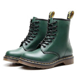 Martin boots women short boots men and women leather boots-Green-6