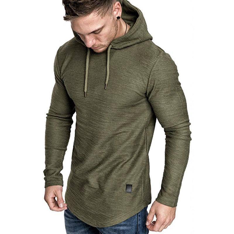 Men Hoodie Sweatshirt Casual Long Sleeve Slim Tops Gym-Green-6