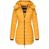 Mid-length Slim-fit Quilted Jacket-Yellow-7