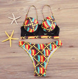 Multi Pattern High Waist Bikini Set-Wave-4