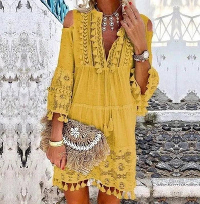 New Women's Fashion Sweet Ladies Dress Image Color / XL-yellow-5